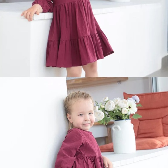 Green Tiered Flowy Fall Dress - Picture 2 of 4